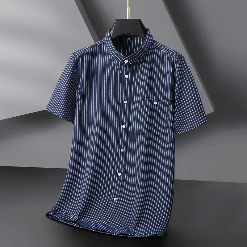 

Men Shirt Striped Dress Cotton 2023 Short Sleeve Summer Oversize 6XL 7XL 8XL 10XL Plus Size Formal Casual Designer High Quality