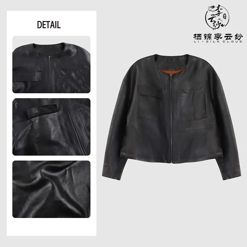Li Silk Cloud Xiangyunsha Silk Top Coat for Women Natural Dyed Loose Outerwear Elegant Woman Clothes Traditional Handmade Silk