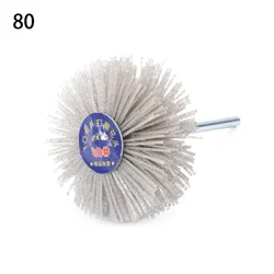 Cepillo de rueda abrasiva de nailon para pulir madera, herramienta abrasiva de grano 80-600, para muebles, 80mm