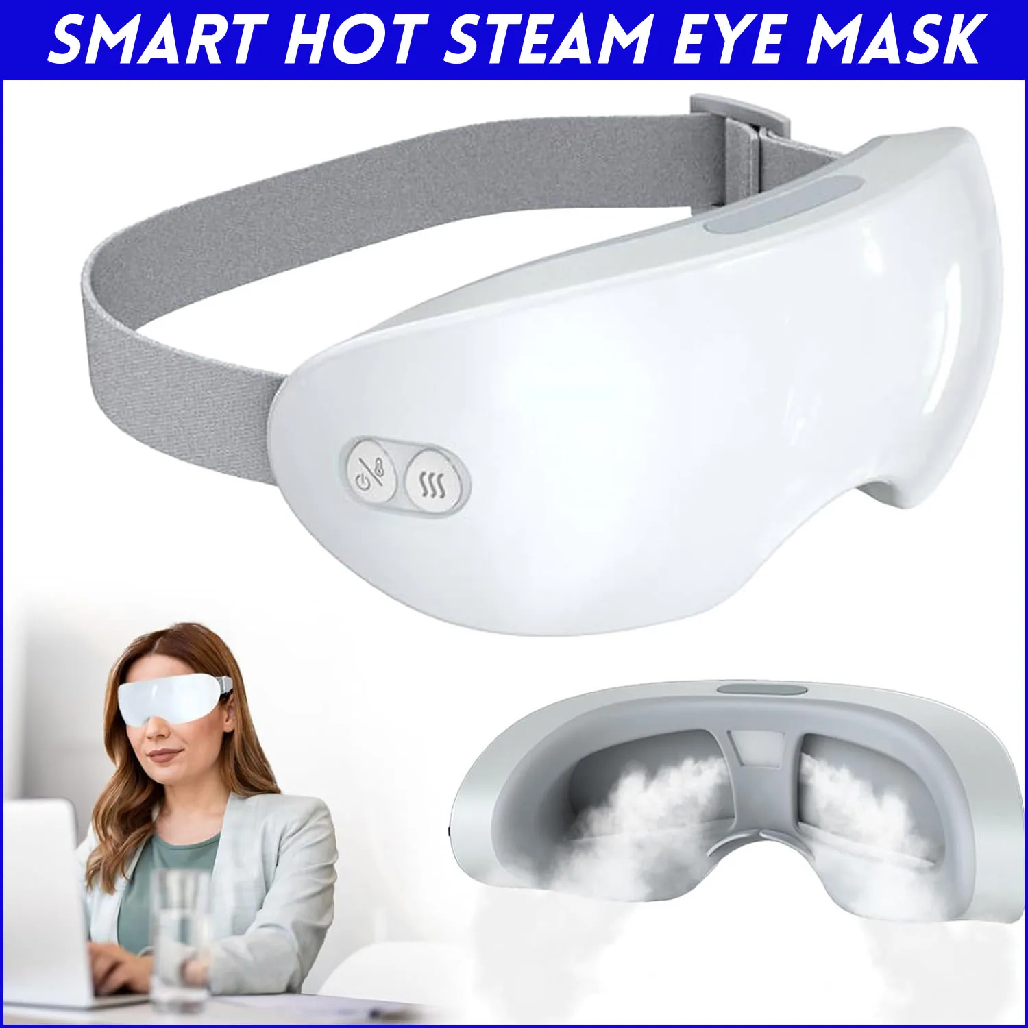 Steam Therapy Mask, Smart Hot Steam Eye Mask for Dark Circles Puffiness Dry Eyes Relief