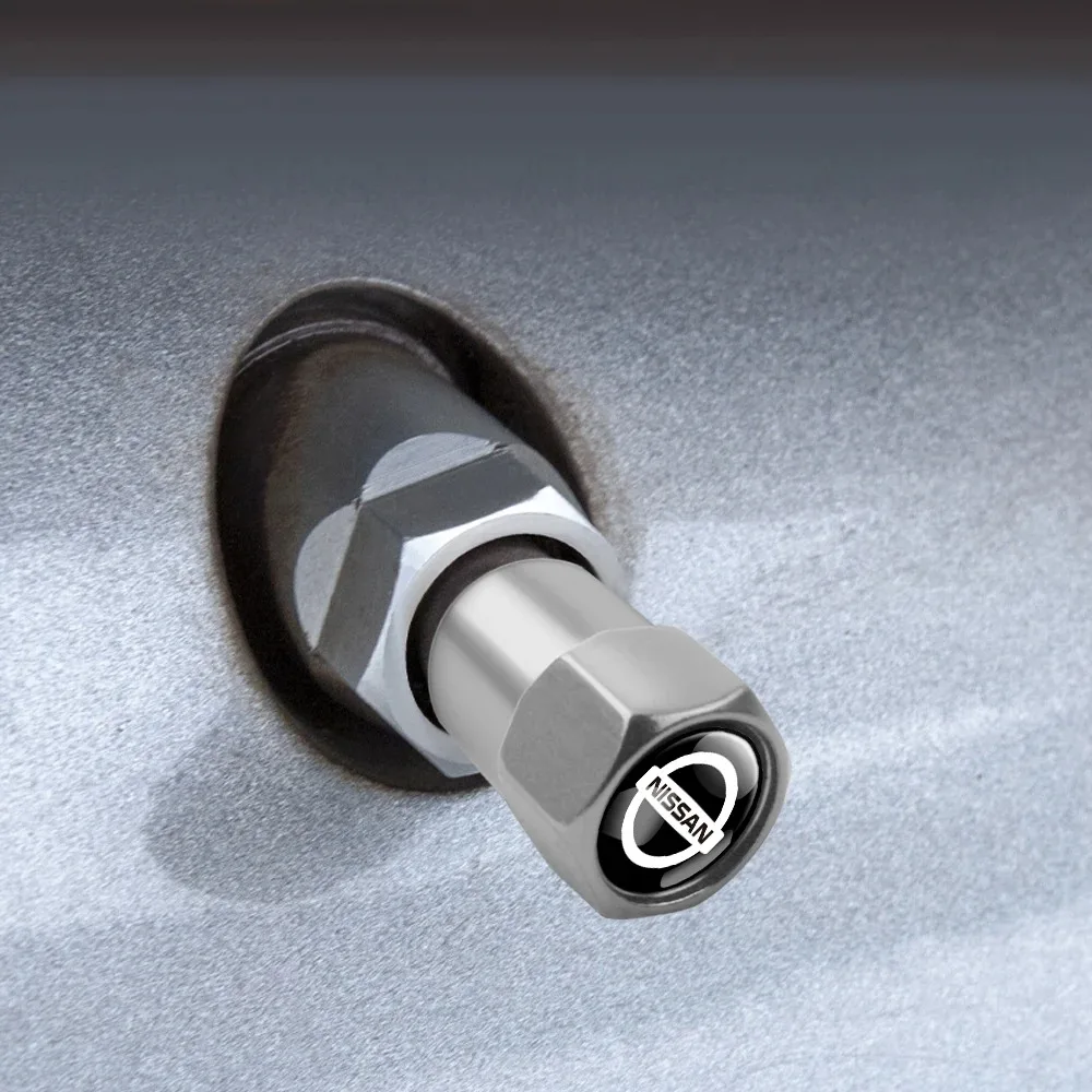 4Pcs Car Styling Metal Tire Valve Stem Caps Rim Accessories For Nissan GTR Nismo March Tiida Versa Juke Qashqai J11 Leaf XTrail view 5