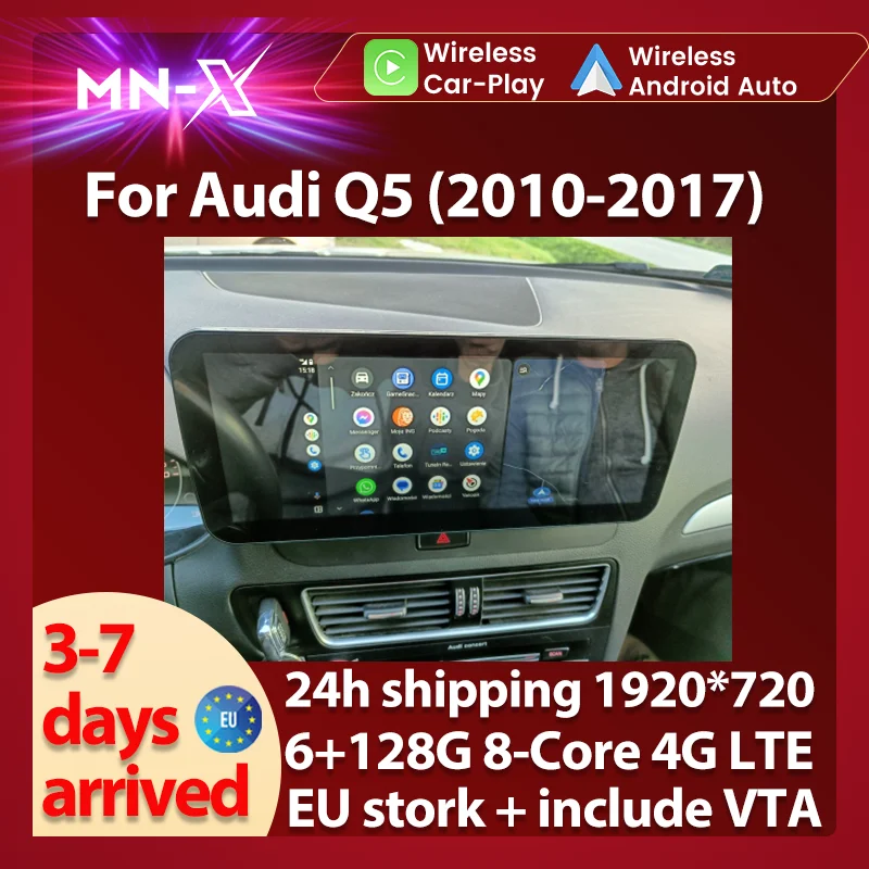 EU Store Car Radio Multimedia Video Player For Audi Q5 8R 2010 - 2017 DSP 4G Car-play Auto BT Touch Screen GPS Navigation Stereo