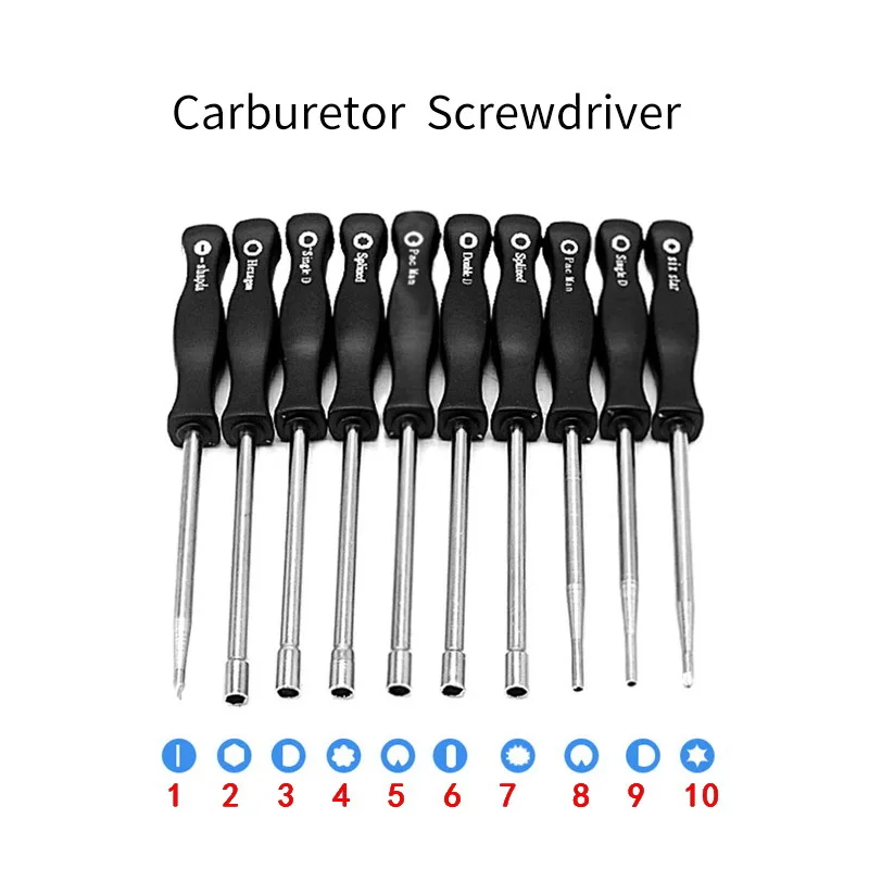 

10Pcs Carburetor Adjustment Tool Screwdriver Kit Double D Single D Multi-head Tune-up Screwdriver Set Small Engine Carb Trimmer