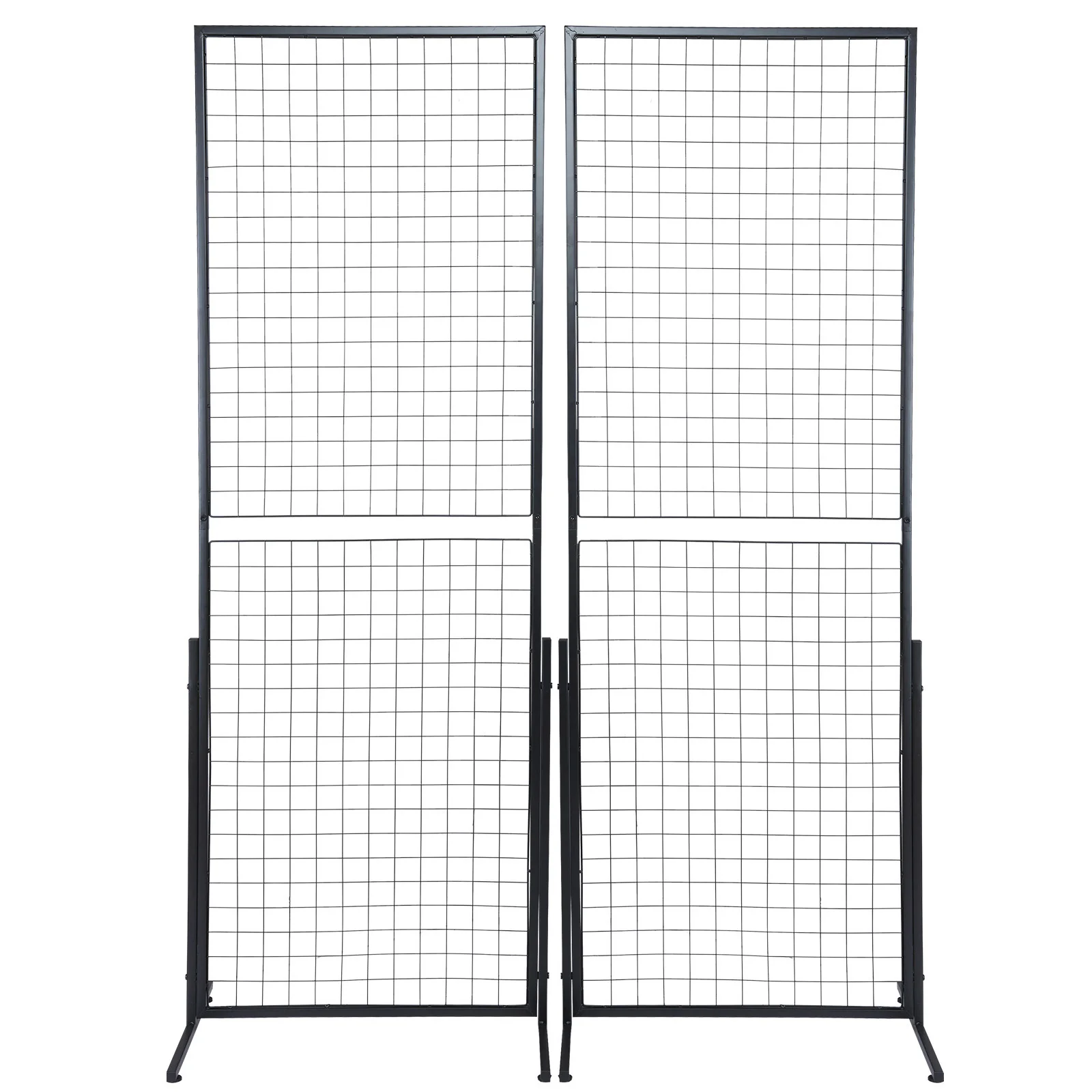 2' X 5.6' Grid Wall Panels Tower, 2 Packs Wire Gridwall Display Racks With T-Base Floorstanding, Double Side Gridwall Panels