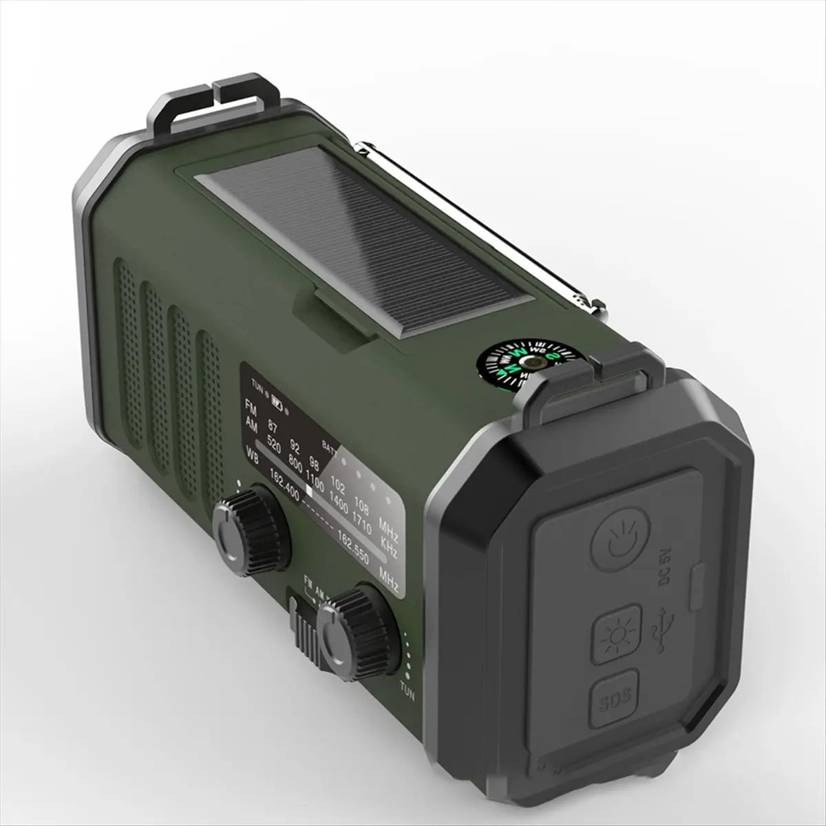 fitfit Multifunctional Hand-Crank Radio Outdoor Emergency FM/AM/WB Solar Charging Lighting Portable Flashlight Power Bank