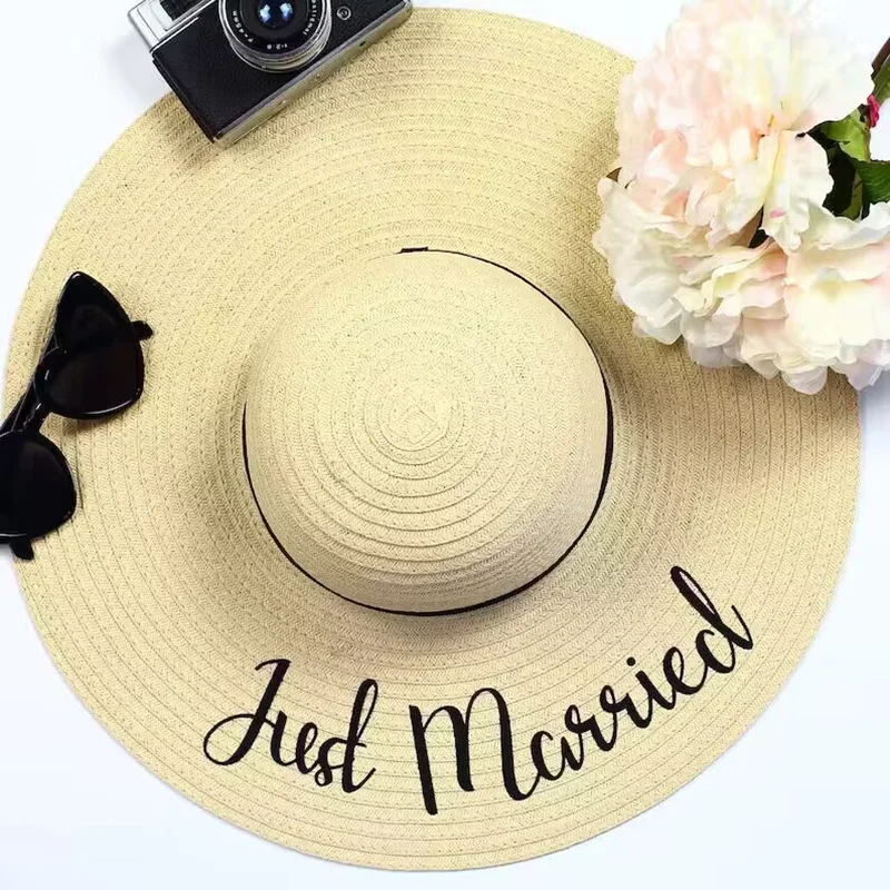 Bride to be Just Married Honeymoon summer Beach sun Hat Destination Wedding bridal shower Bachelorette Hen party decoration gift