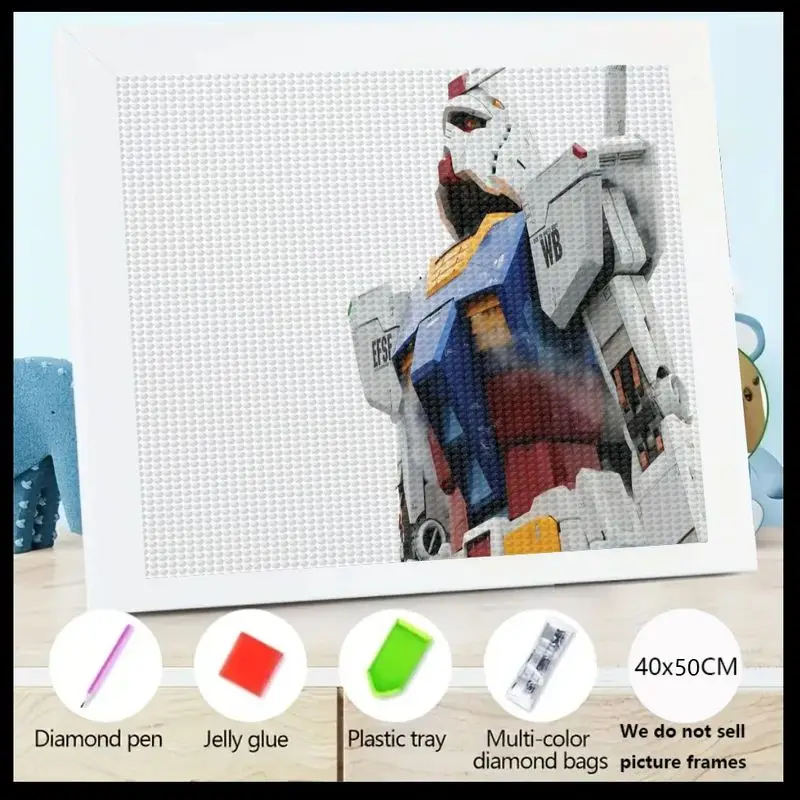 

1 шт. 5D алмазная живопись Gundam Robot Mecha аниме DIY полная дрель художественный комплект со стразами 40x50 см, большой набор для рисования драгоценными камнями для A