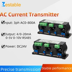 Three Phase Split Core Hall ZA-H3A AC Current Transmitter Input 0-10V 4-20mA Output Analog Signal Converter Current Sensor