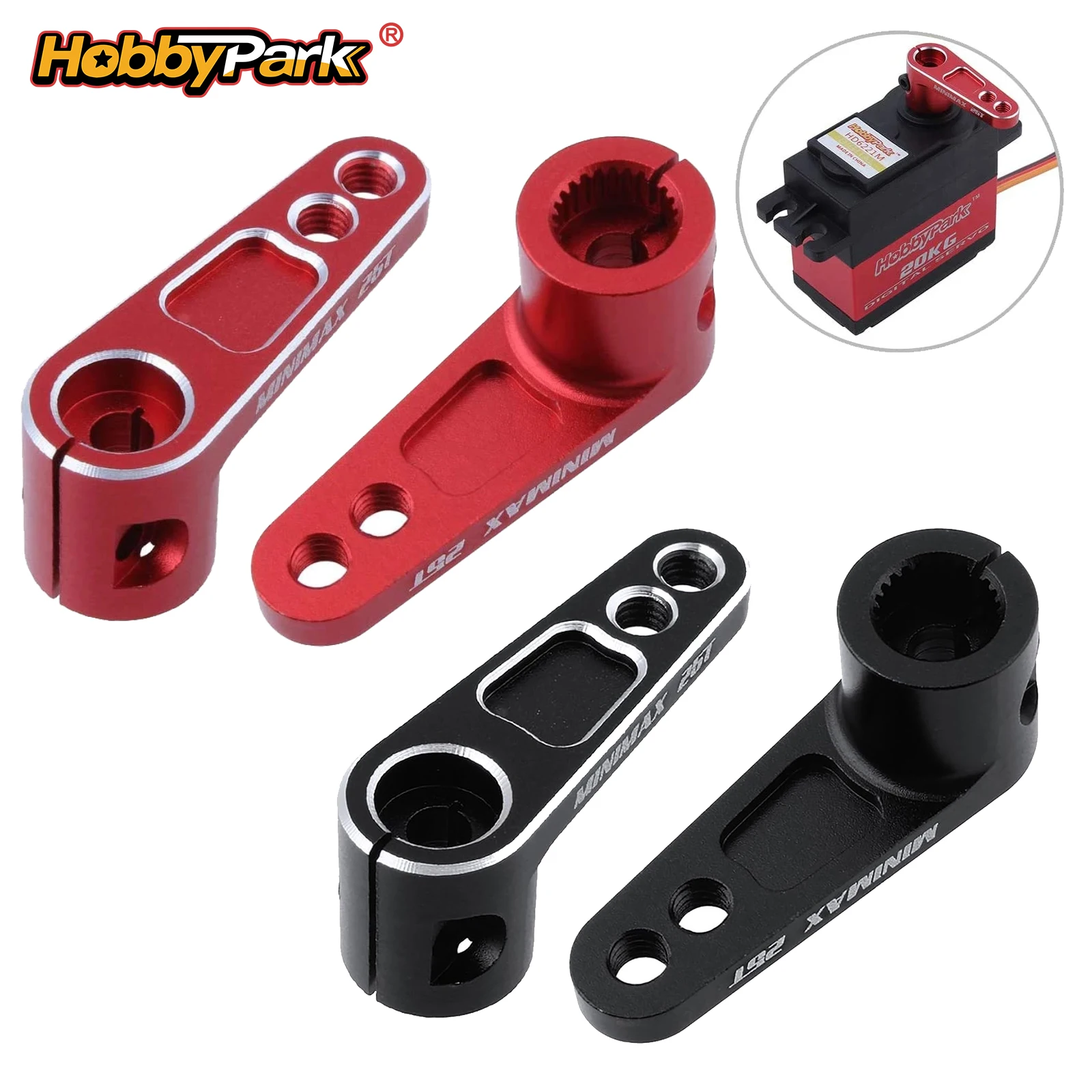 HobbyPark Upgrade Aluminum Servo Horn Arms Compatible with Futaba Savox Power HD Servos for 1/6 1/7 1/8 1/10 RC 2-Pack