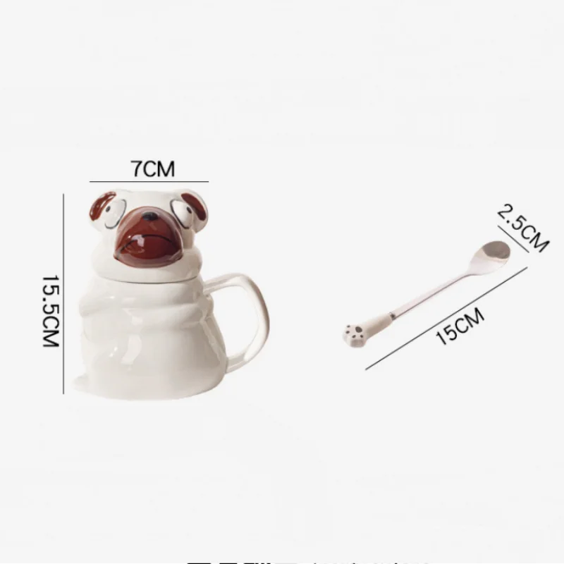 

Cute Pug Dogs Shaped Mug Coffee Cup With Hnadle Ceramic Mugs With Spoon And Lid Funny Cartoon Drinkware Gift