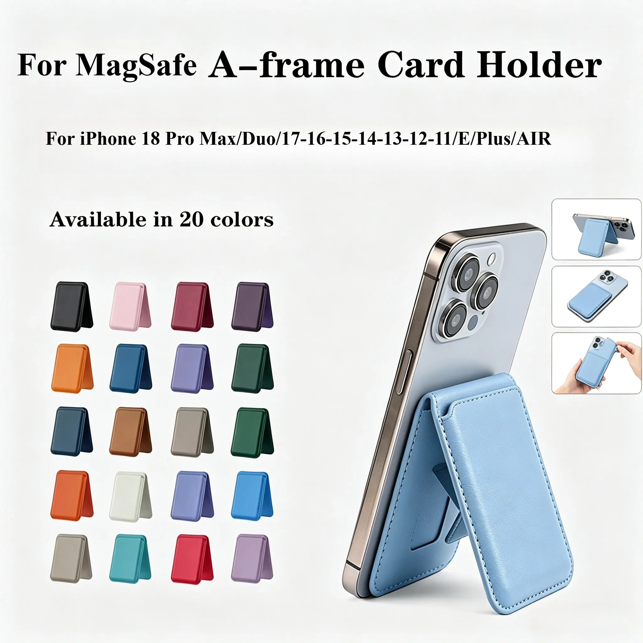 High Magnetic Leather Cellphone Wallet Card Holder Stand For iPhone Duo 18 Pro Max 17 16 15 Phone Cover Bank Card Case For All