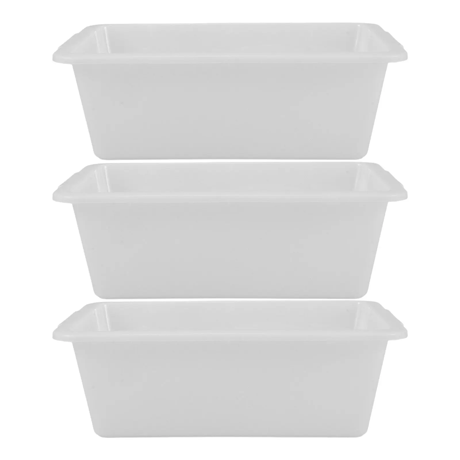 3Pcs Storage Box Multipurpose Bus Tub Rectangular Plastic Dish Pan Utility Tote Washing Basin for Restaurant Commercial Use