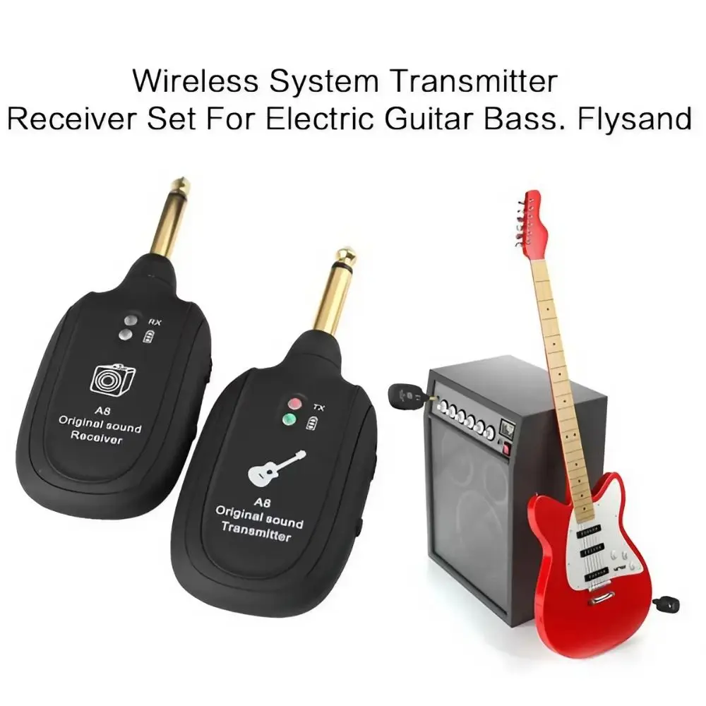 

1 Set Black UHF Guitar Transmitter&Receiver A8 USB Wireless Guitar Receiver Portable Durable Wireless Guitar Adapter UHF Guitar