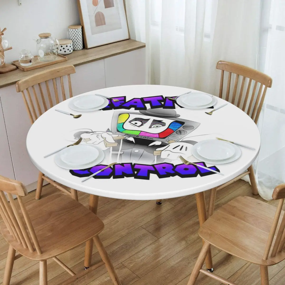 Creative Control (Mr. Puzzles) (Transparent Version) Round Tablecloth Oilproof Table Cloth for Kitchen Events Dining Table Cover