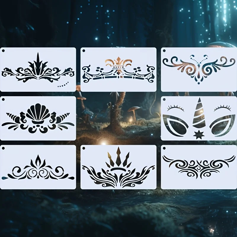 استنسل رسم الوجه 16 قطعة/المجموعة. للخشب، القماش، الورق، القماش، الأرضية، الكتاب، الإطار، الجدار، الأثاث، الزجاج. تاج الجبين وزارة الدفاع