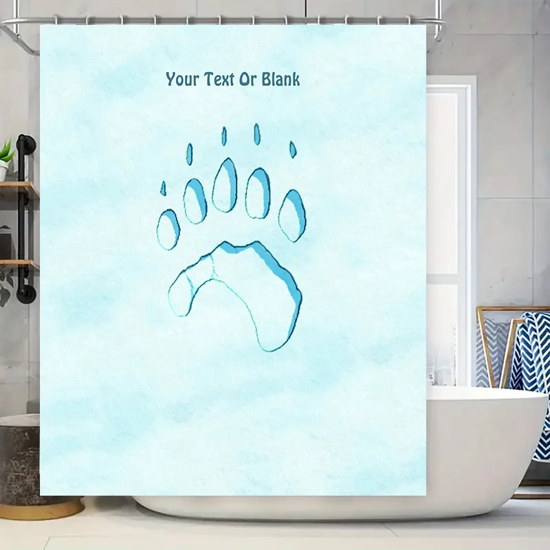 

Занавеска для душа с принтом лапы на заказ, персонализированная синяя подставка для текста с животным принтом для любителей домашних животных (синяя)