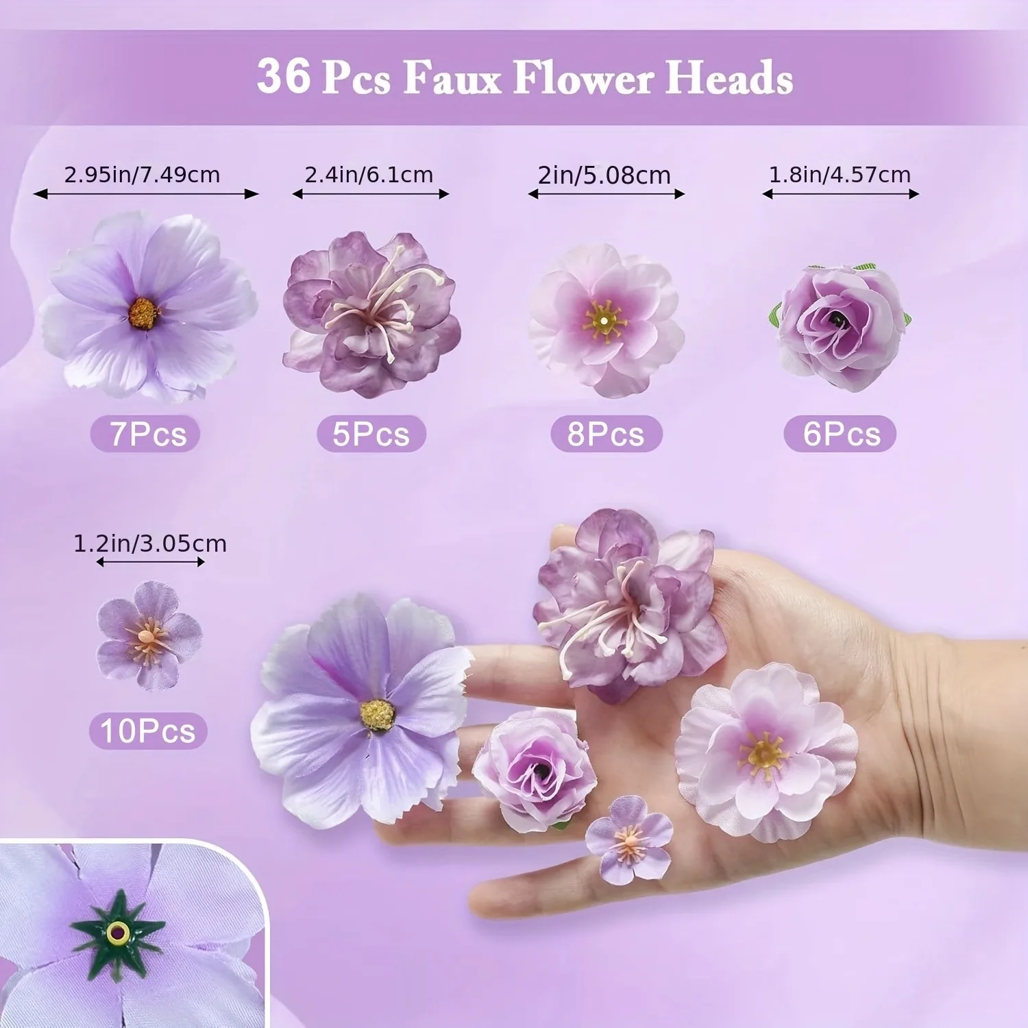 36 Stück künstliche Rosen-Kunstblumen, gemischte künstliche Blumen für Heimdekoration, Hochzeitsdekoration, DIY-Handwerk, Geschenke, Kranz, Scrapbook-Zubehör – Detail 5