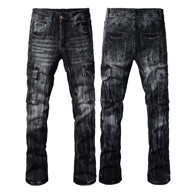 Jeans Denim Melar Pria untuk Pria Celana Klasik Fashion Lurus Kasual Ramping Sederhana Jeans Denim Kargo Celana Panjang Ala Jalanan Harian