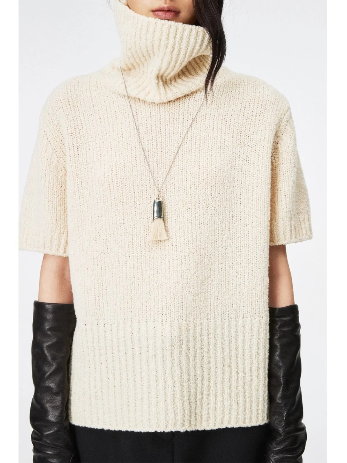 

Весенне-летний женский вязаный свитер с высоким воротником ort Sve, тонкий свободный крой, повседневный свободный крой, утягивающий базовый слой irt