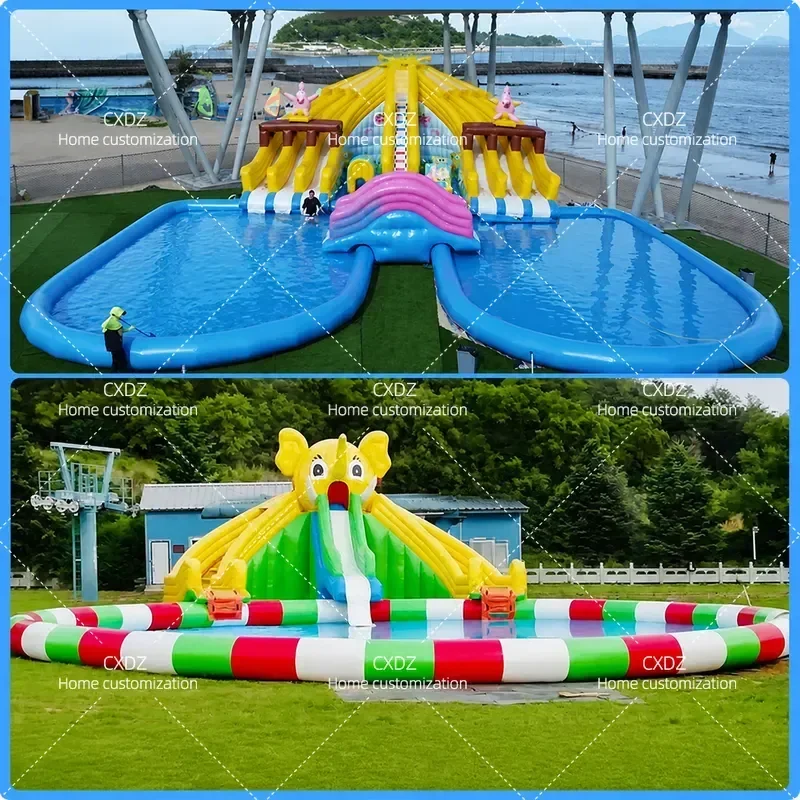 Large Inflatable Water Slide Outdoor Mobile Water Park Equipment Adult Swimming Pool Combination Facilities