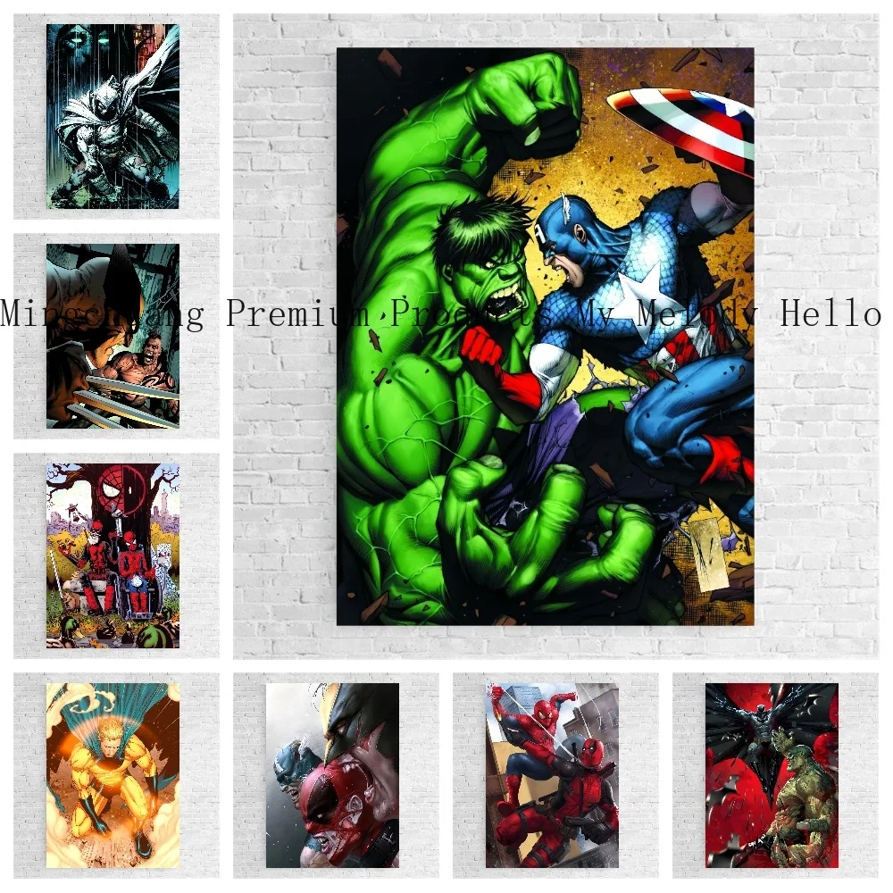 

MINISO Marvel Movie Avengers Wall Art Canvas Posters Superhero Spiderman Iron Man Home Decor Children Room Canvas Painting Mural