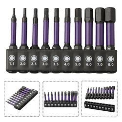 10Pc Hex Head Screwdriver Bit 1/4 Shank Magnetic Batch Head Screwdrivers Bit Holder H1.5-H6 Pneumatic Screw Driver Wrench Tool