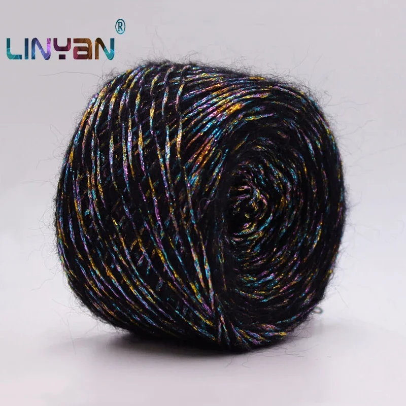 50g Mohair metallized thread yarns coarse mercerized yarn knitting yarn acrylic chenille  burly spun crochet yarn  zl49