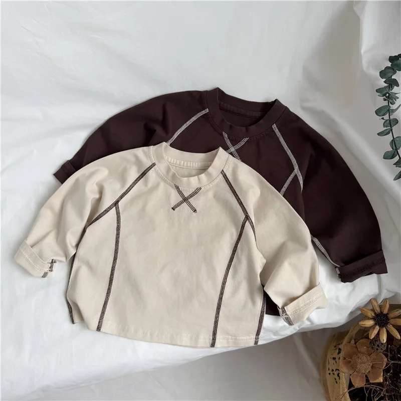 2026 Autumn New Children Long Sleeve T Shirts Boys Versatile Casual Tee Girls Cotton Bottoming Shirts Kids Clothes