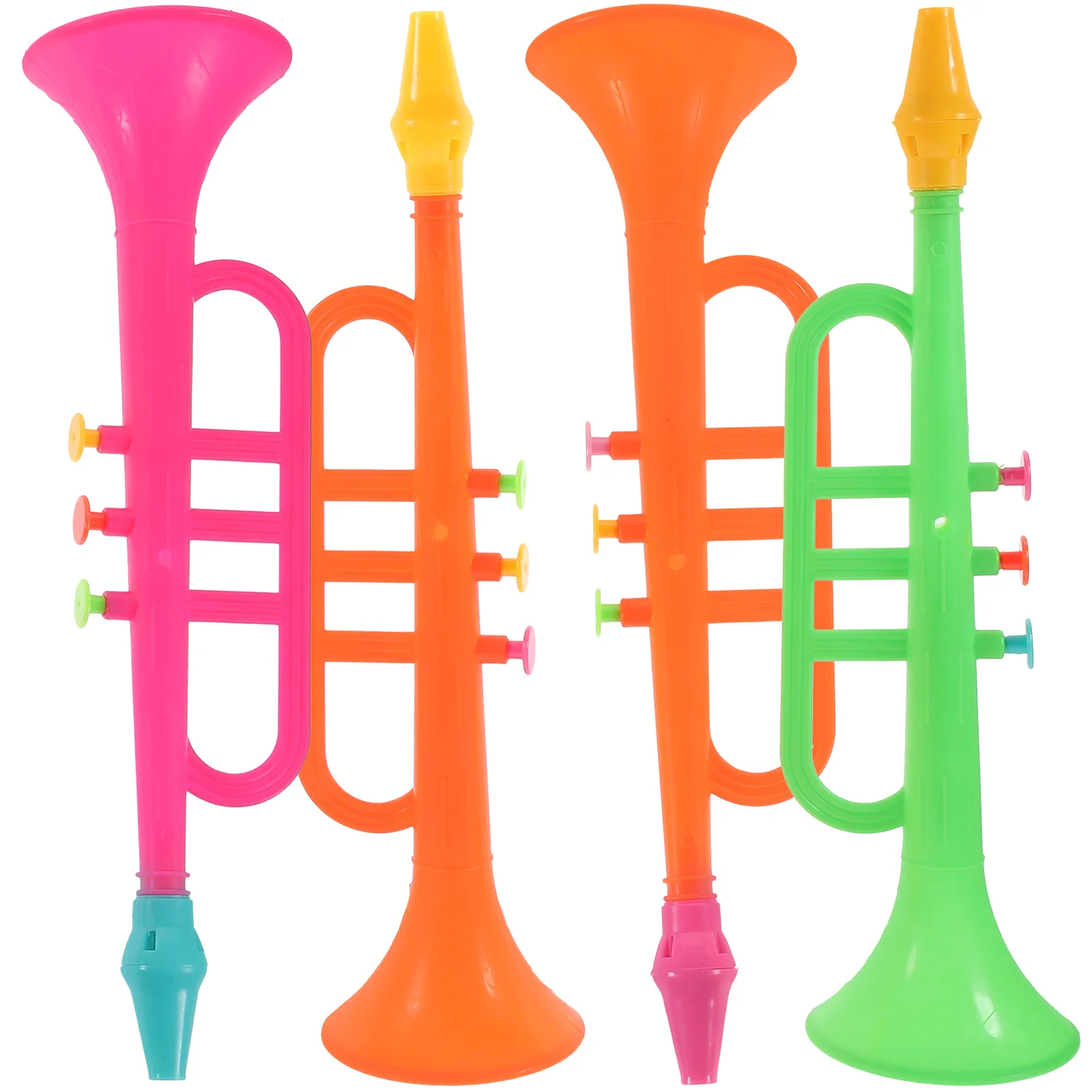 4 pçs mini trompete engraçado instrumentos musicais de plástico colorido trompetes simulação palco portátil