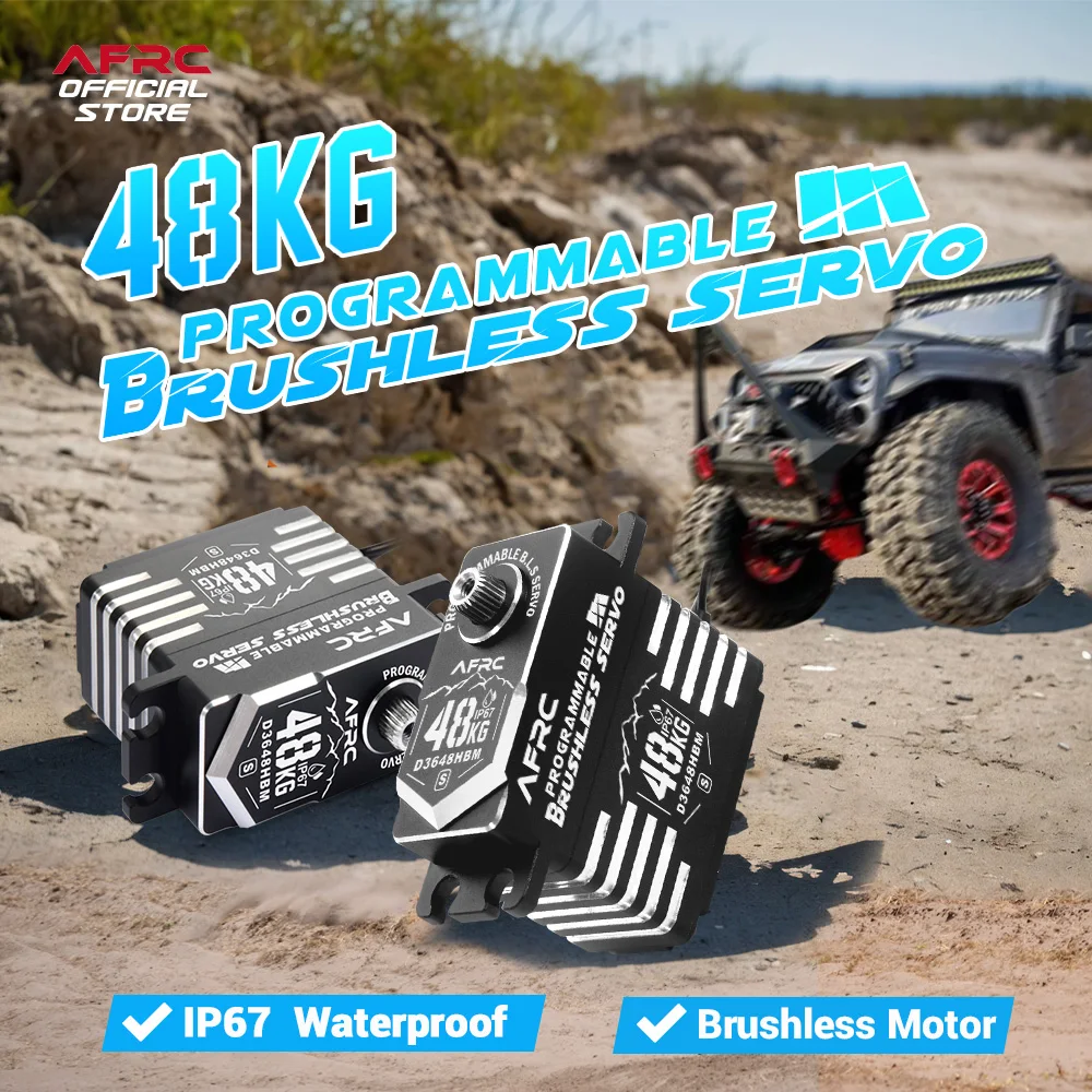 AFRC ﻿48KG High Torque IP67 Waterproof Programmable Brushless Servo For Traxxas 1/5, 1/8, 1/10 RC Car Boat Robot etc Upgrade