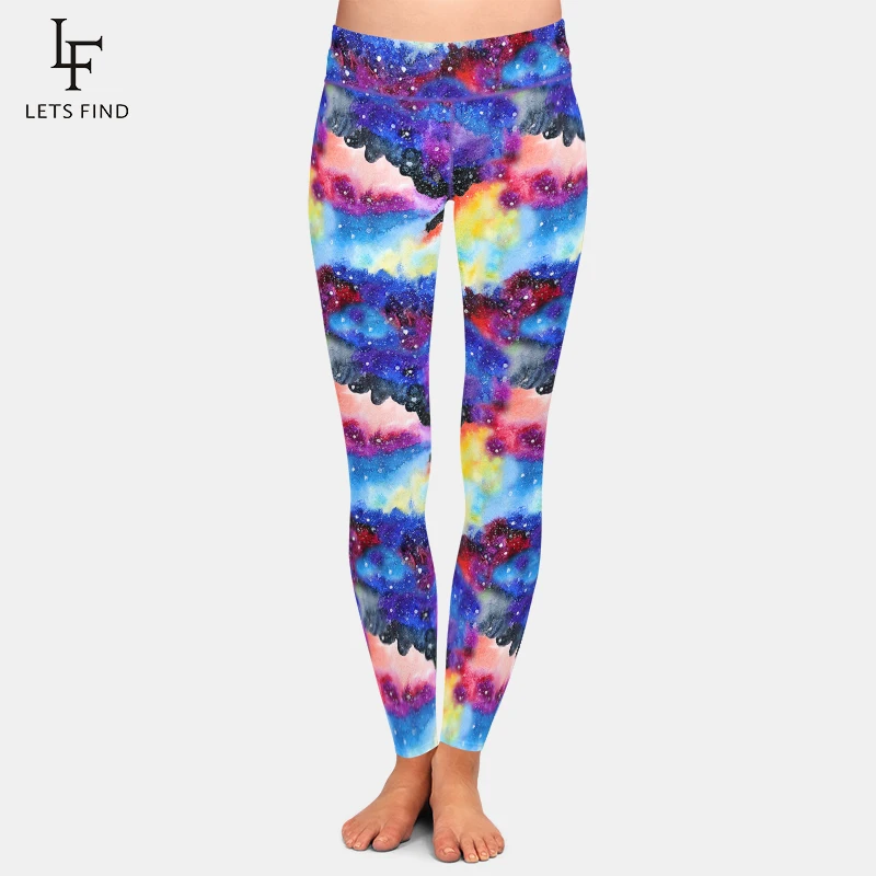 LETSFIND New Arrival Beautiful Galaxy Pattern Print High Waist Women Leggings Fashion Fitness Slim Female Ninth Pants