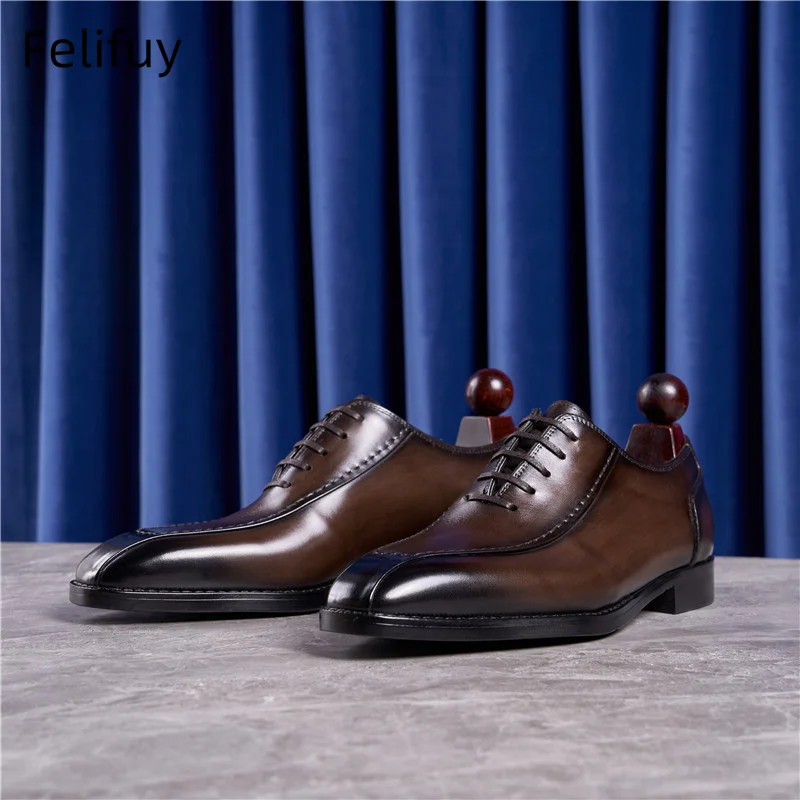 

Brown Retro Mens Genuine Leather Oxfords Shoes Top Quality British Style Comfortable Fashion Black Wedding Party Shoes Man