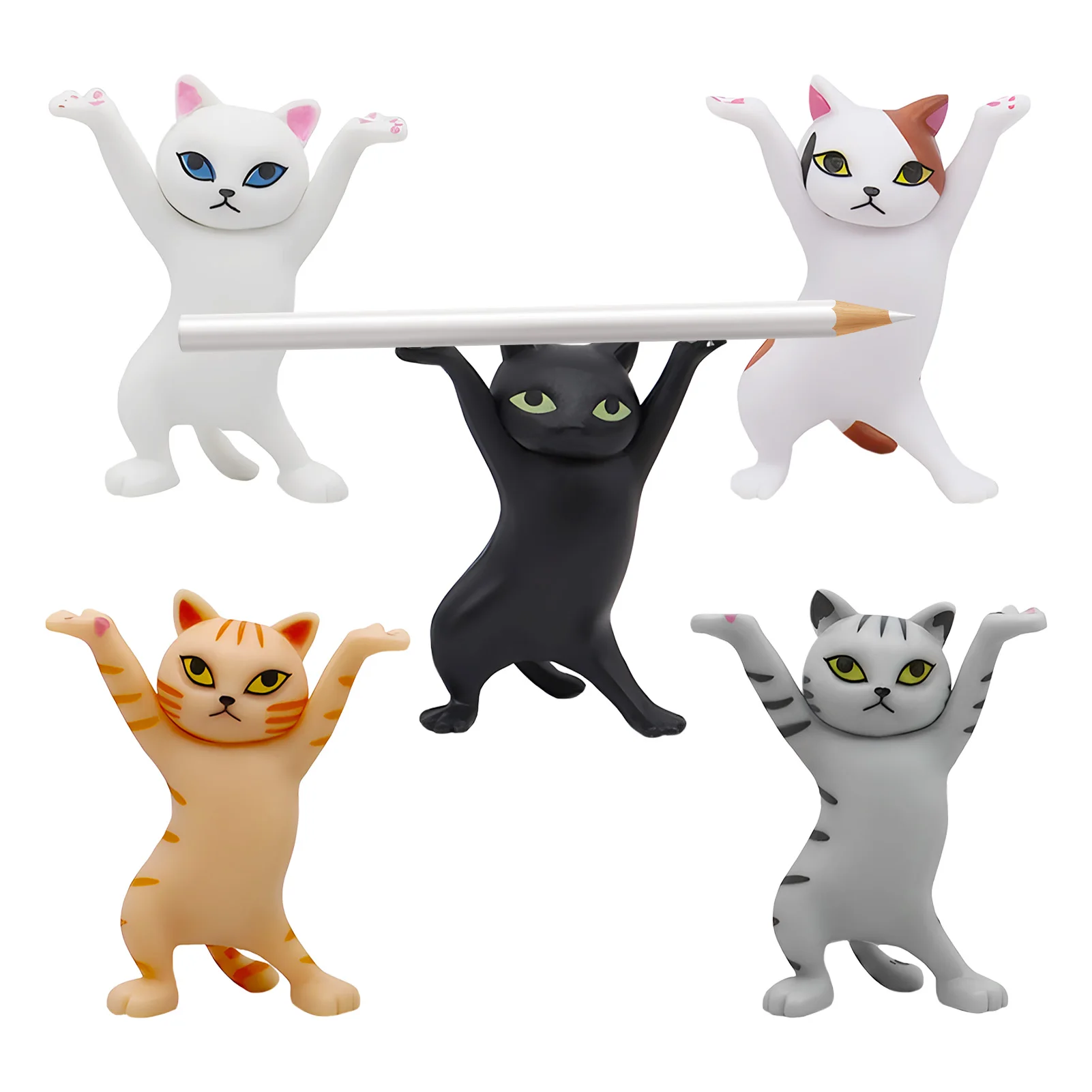 5pcs Cute Funny Pen Holder Study Dancing Cats Kids Office Bedroom Exquisite For Desk Student Ornaments Garden Bathroom