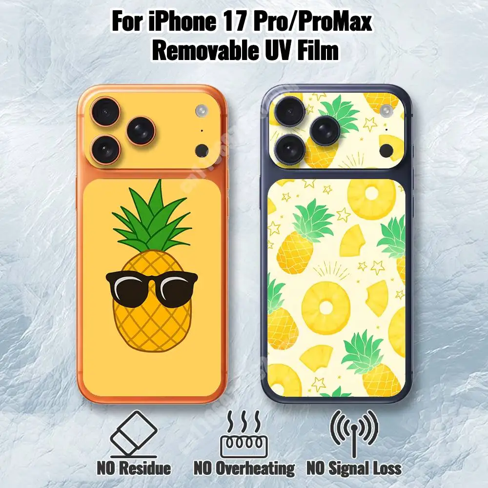 

Summer Tropical Pineapple Removable UV Film for iPhone 17 Pro 17 ProMax HD Back Sticker