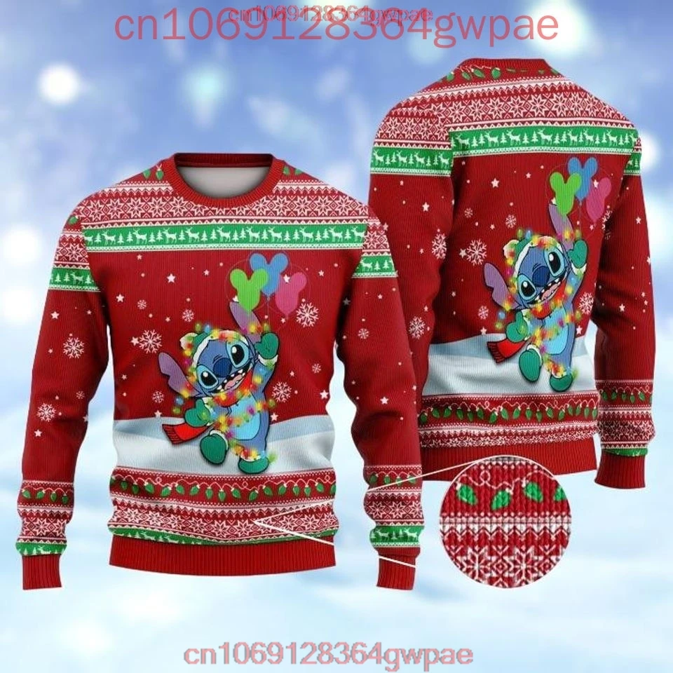 Disney Stitch Christmas Ugly Sweater Men's Womens 3d Ugly Sweater Stitch Mickey Ugly Christmas Sweater Anime Xmas Sweater Tops