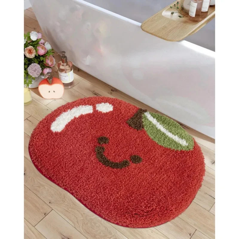 VIKAMA Cute Banana Shaped Bath Mat, Irregular Fruit Rug, Soft Fluffy Non-slip Absorbent Washable Bathroom Floor Doormat