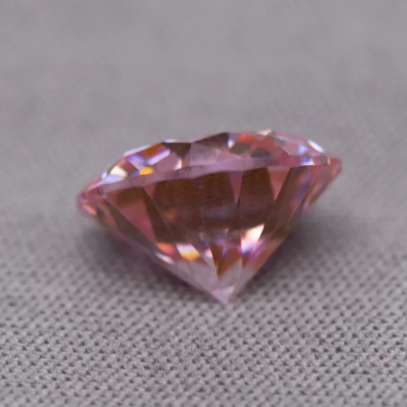 Moissanite Stone Sakura Pink Colour Round Cut Lab Created Synthetic Gemstone Passed Diamond Tester Comes with GRA Certificate