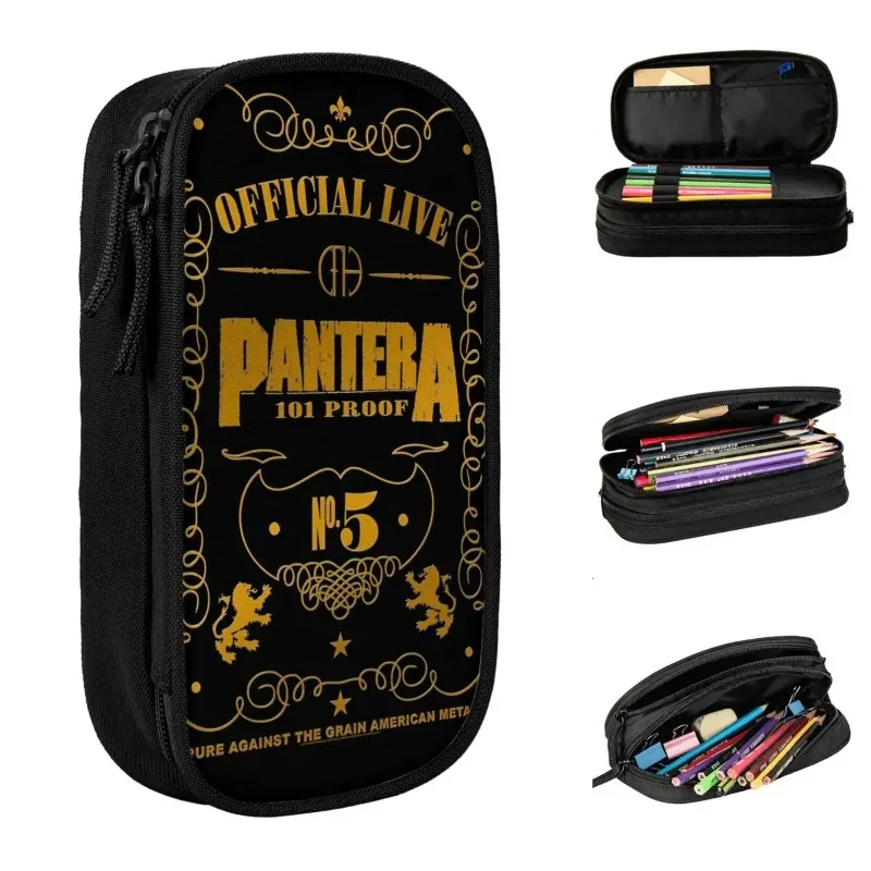 

Panteras Heavy Metal Band Pencil Cases Pen Bag Student Big Capacity School Supplies Cosmetic Pencilcases