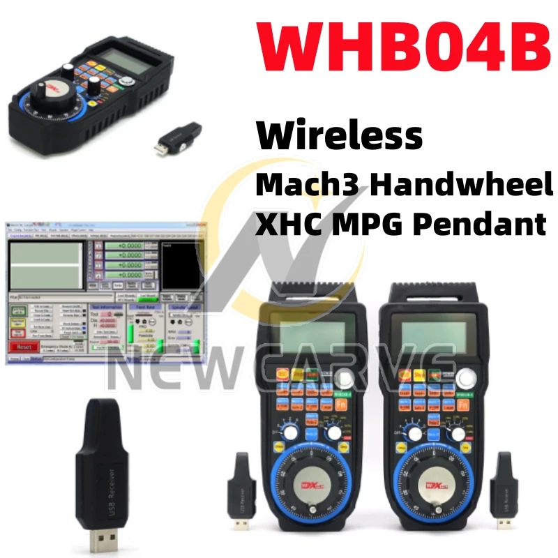 Imagem -03 - Controlador Xhc Lhb04b Whb04b Mach3: Volante Pendente Mpg com Fio sem Fio para Gravação de Torno Cnc de Eixos Newcarve