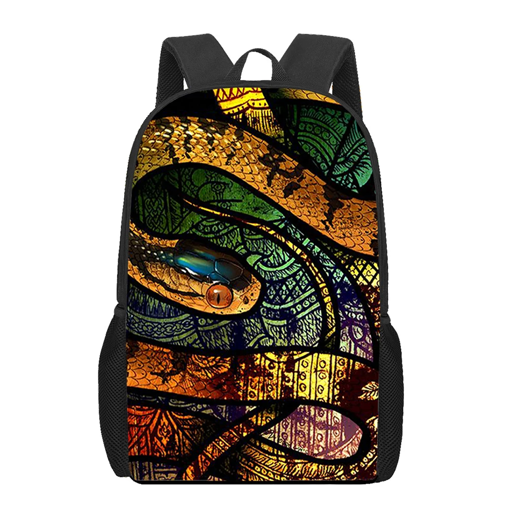 Art Painting Snake Animal 3D Print School Bag Set for Teenager Girls Primary Kids Backpack Book Bags Children Bookbag Satchel