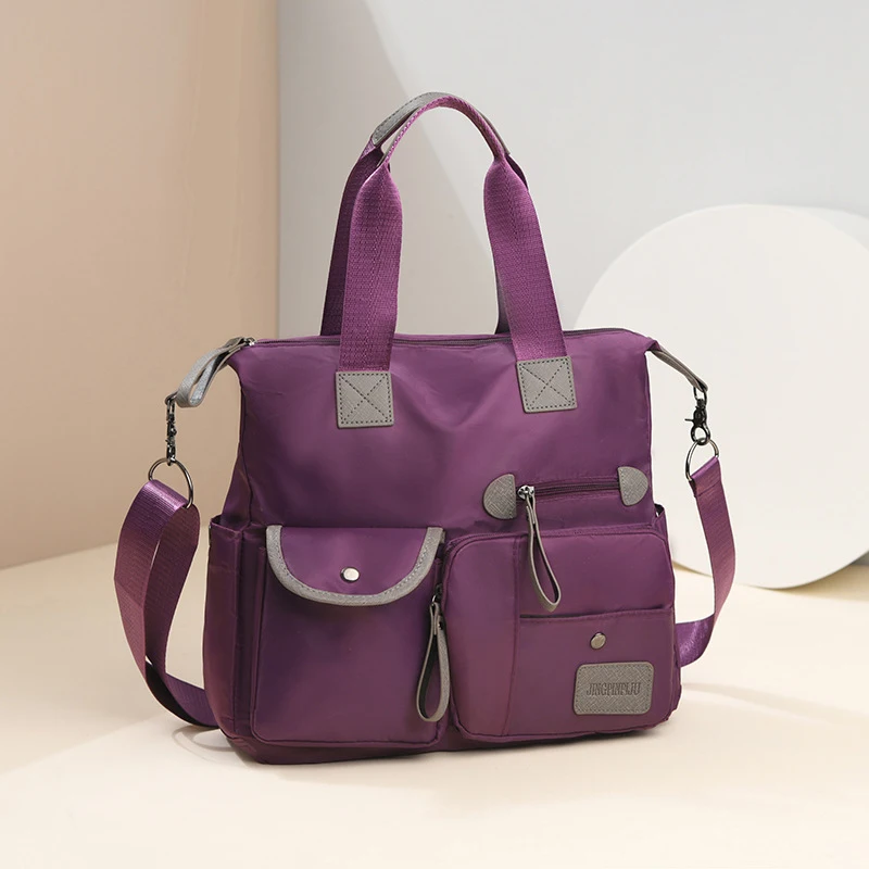 Nuevo bolso de mano para mujer, bolso de hombro informal impermeable de nailon a la moda para mamá, bolsos de mensajero de gran capacidad para mujer