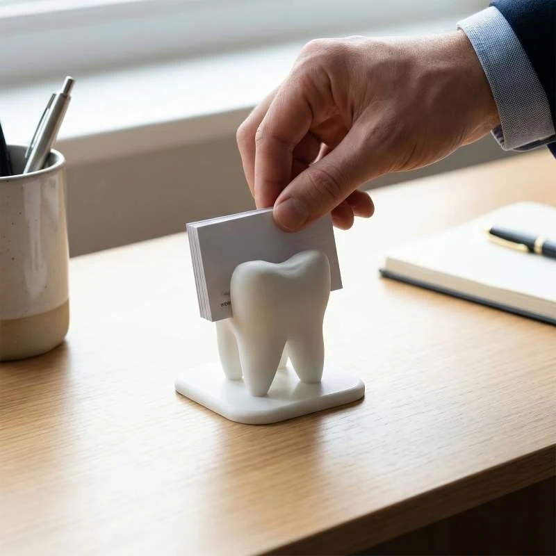 3D Printed Tooth Shaped Business Card Holder Dental Clinic Reception Desk Display Stand Desktop Decor