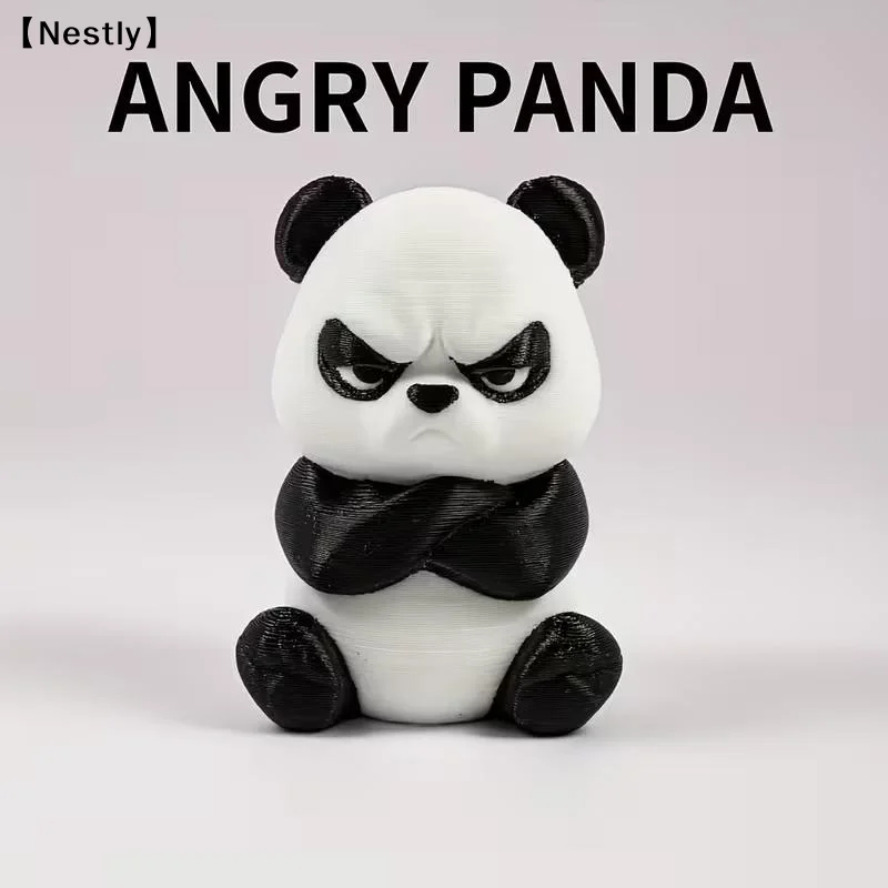 1pc 3D Printed Angry Panda Figurine, An Angry Panda Decoration, Perfect For Home Office Décor, A Perfect Holiday Gift〔Nest〕