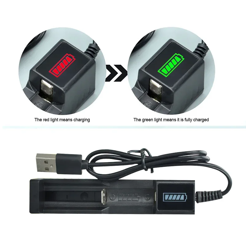 Chargeur universel de batterie au Lithium, 1 emplacement, adaptateur de Charge rapide pour Batteries rechargeables Li-ion 18650 26650 14500