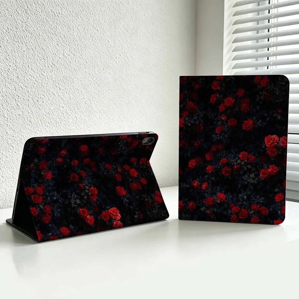 Luxurious Rose Pattern Cover For iPad Pro Air mini 7 6 5 4 3 2 1 9gen M5 M4 11th 10th A17 Pro A16 Soft Inch Tablet Case