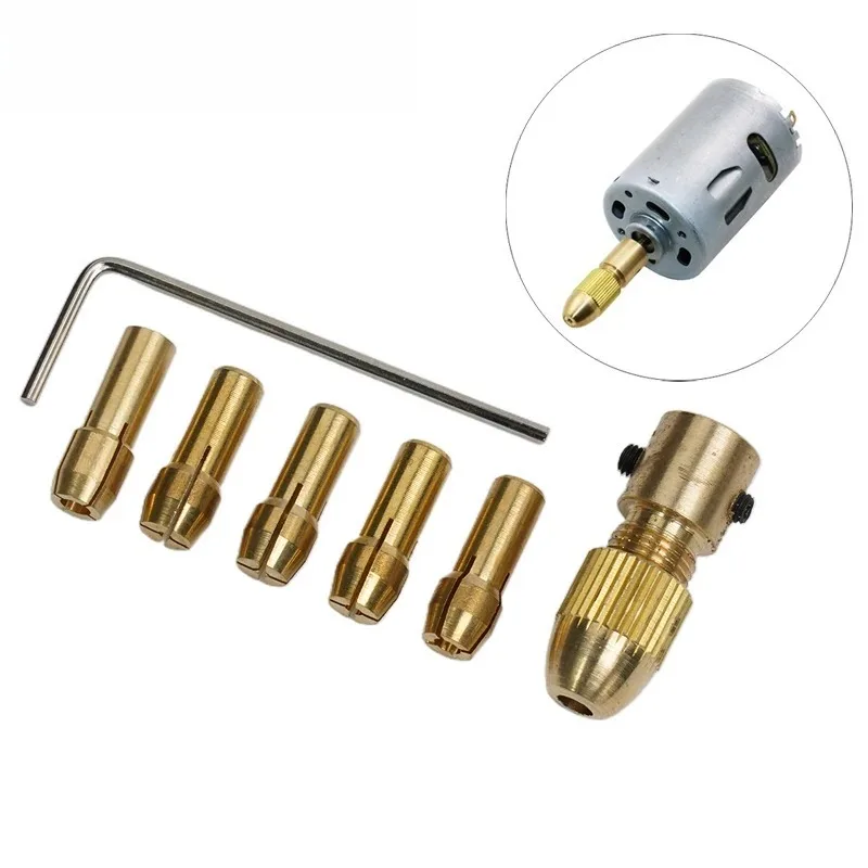 Mini Drill Chuck Collet Set For Electric Motor Shaft Fit Micro Twist Drill Brass Cartridge Rotary Tool Bit Clamping Nut Adapter