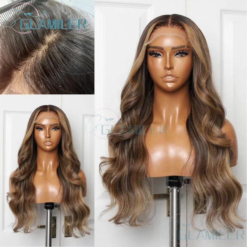 

Loose Wave Women 360 All Lace Frontal Wig Highlight #4/27 Blonde Light Brown Lace Front Wigs Human Hair Glueless Full Lace Wigs