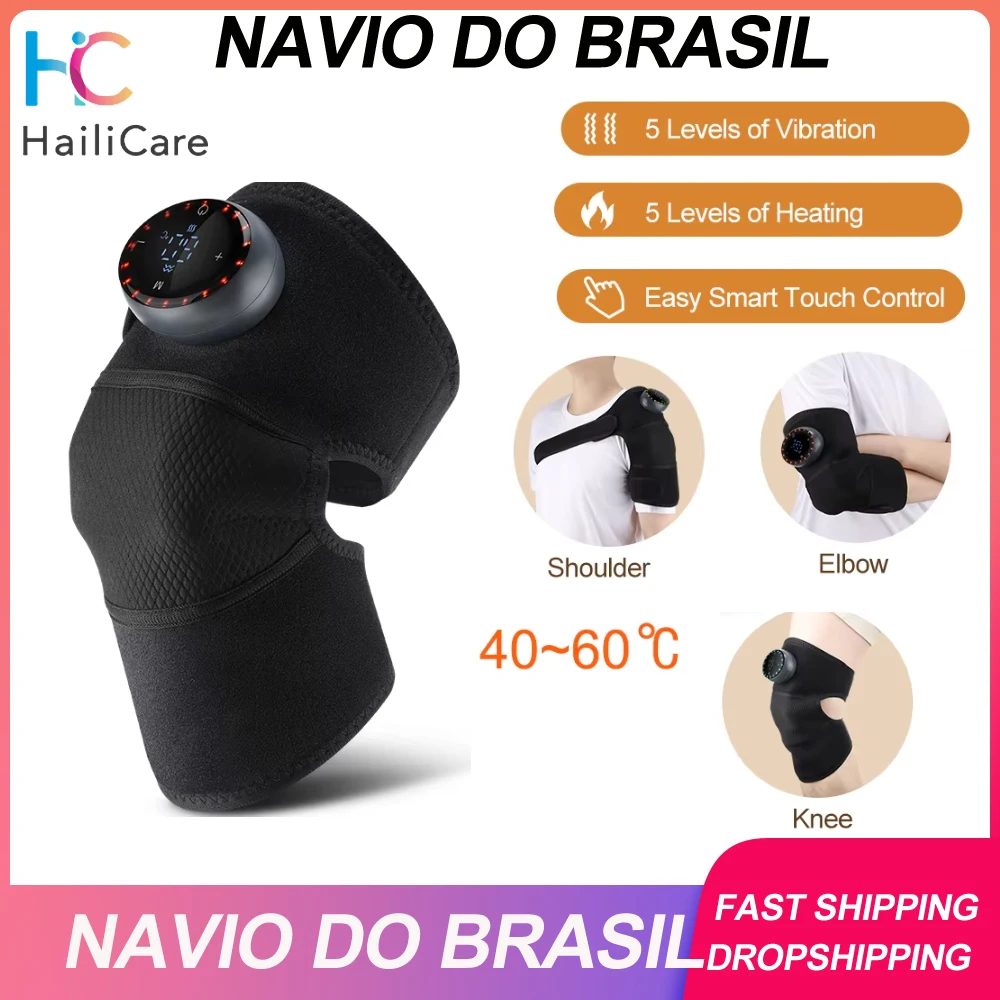 

Электрический массажер для коленей 3-в-1, 5 скоростей вибрации и подогрев, горячий компресс для коленей, плеч и локтей