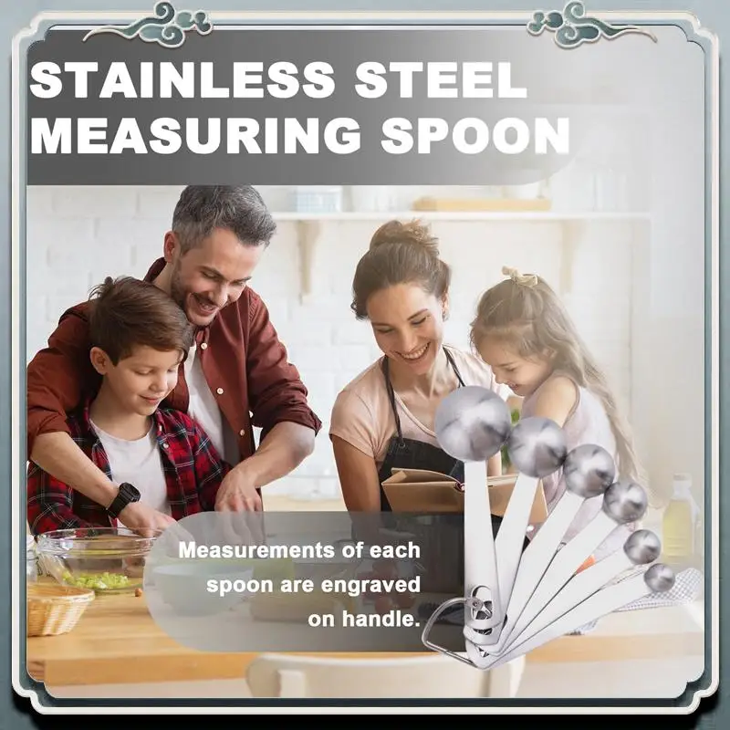 Durable Measuring Spoons, Stainless Steel Measuring Spoons Cups Set, Small Tablespoon With Metric And US Measurements, Set Of 6