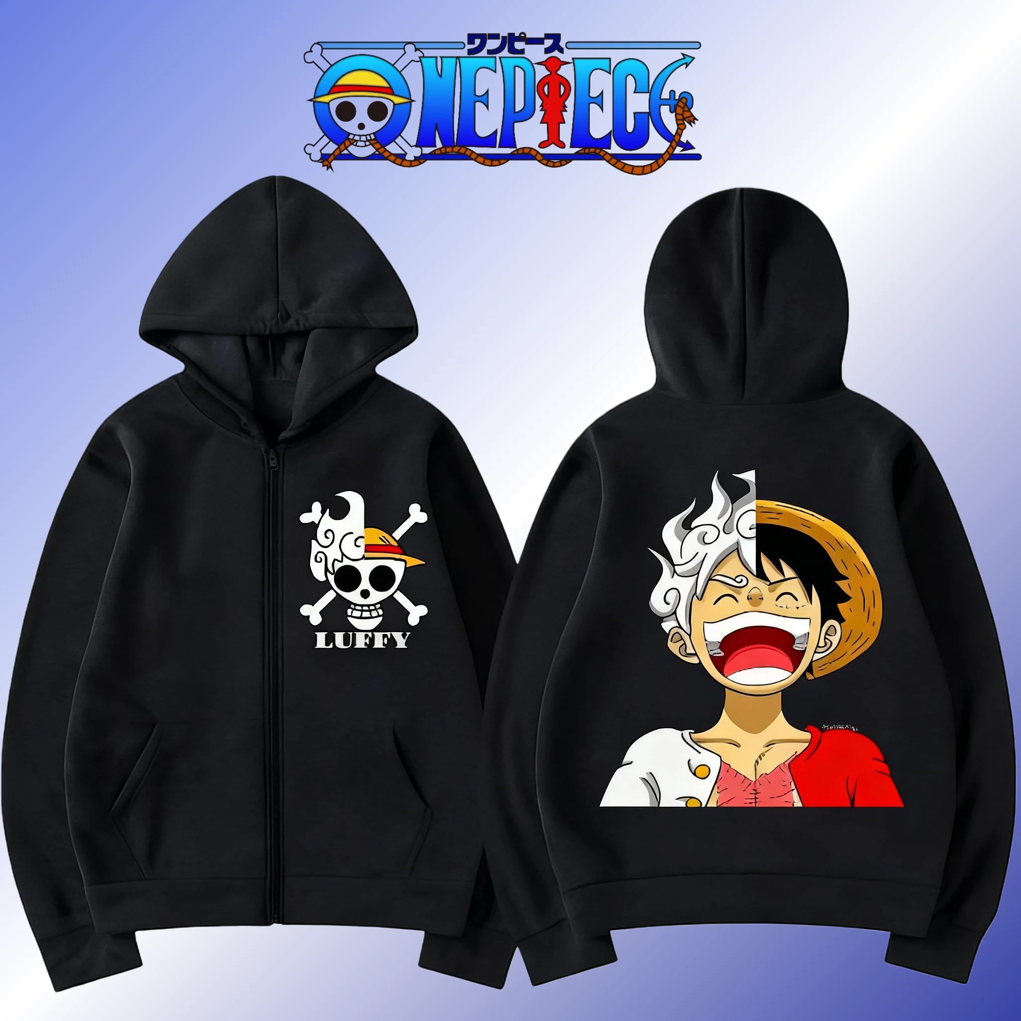 

Цельный толстовка с капюшоном на молнии Luffy, повседневные топы, куртка с длинными рукавами и графическим принтом в стиле аниме, уличная одежда, модная весна-осень
